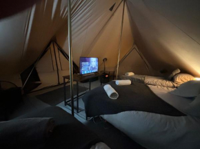 Cozy Hot Tent with Log Burner & Hot Tub